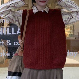 Retro round neck pit strip loose turtleneck knit